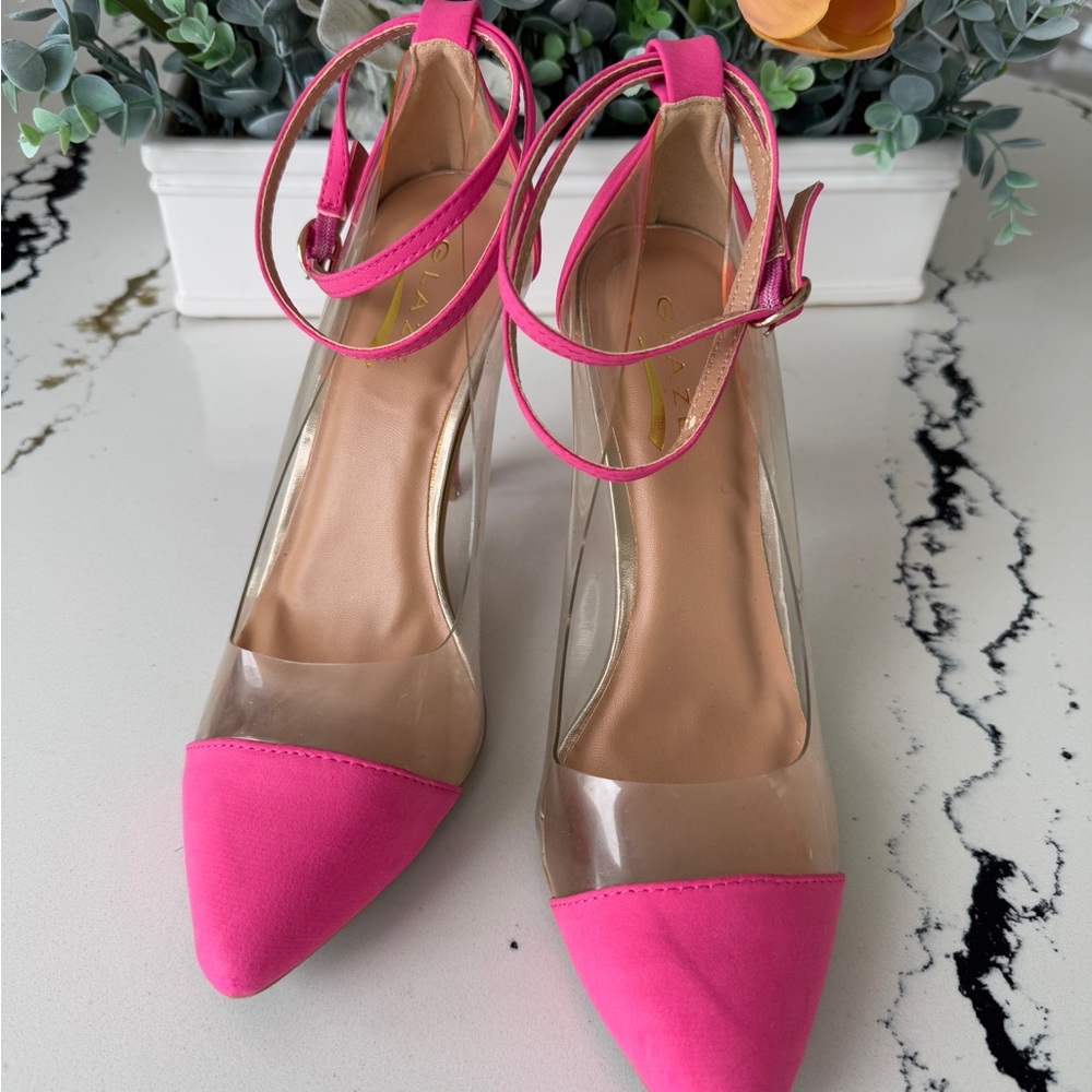 Glaze Pink High Heel Pumps with Ankle Strap